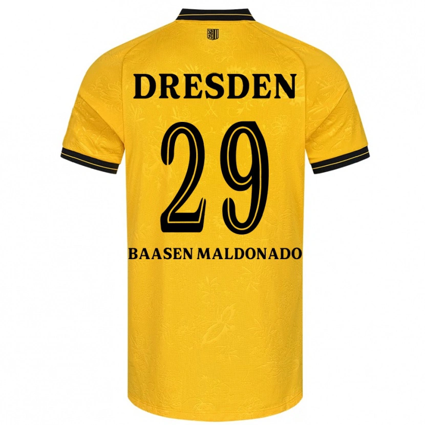 Danxen Mujer Camiseta Luis Baasen Maldonado #29 Amarillo Negro 1ª Equipación 2025/26 La Camisa