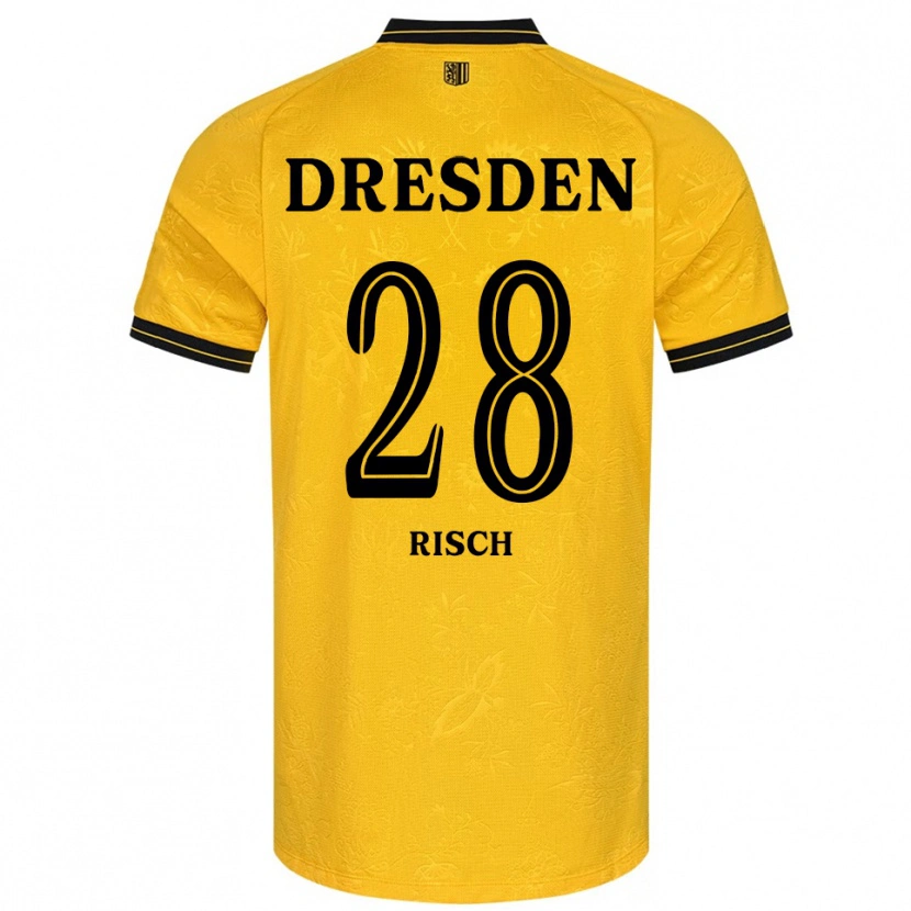 Danxen Mujer Camiseta Sascha Risch #28 Amarillo Negro 1ª Equipación 2025/26 La Camisa