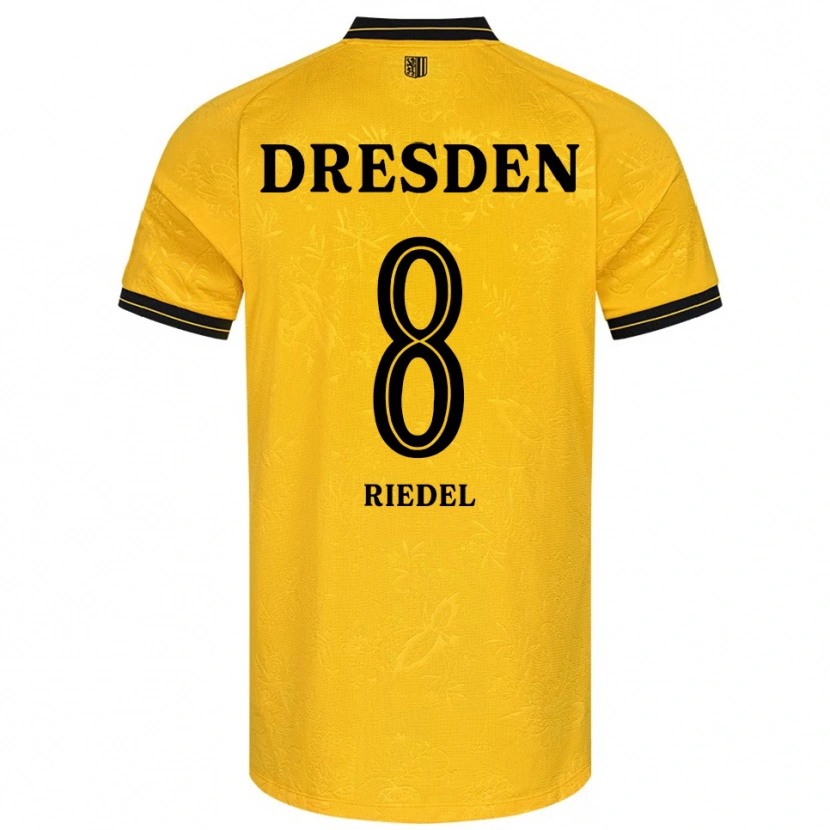 Danxen Mujer Camiseta Aaron Riedel #8 Amarillo Negro 1ª Equipación 2025/26 La Camisa