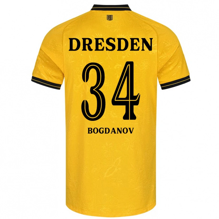 Danxen Mujer Camiseta Dmytro Bogdanov #34 Amarillo Negro 1ª Equipación 2025/26 La Camisa