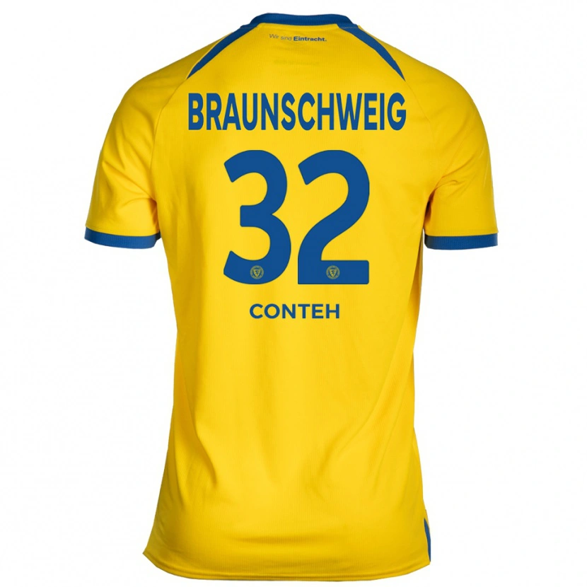 Danxen Mujer Camiseta Christian Conteh #32 Amarillo Azul 1ª Equipación 2025/26 La Camisa