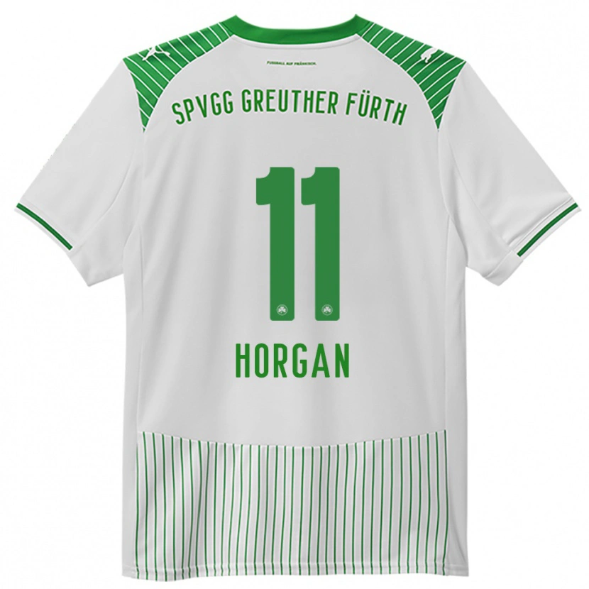 Danxen Mujer Camiseta Finn Horgan #11 Blanco Verde 1ª Equipación 2025/26 La Camisa