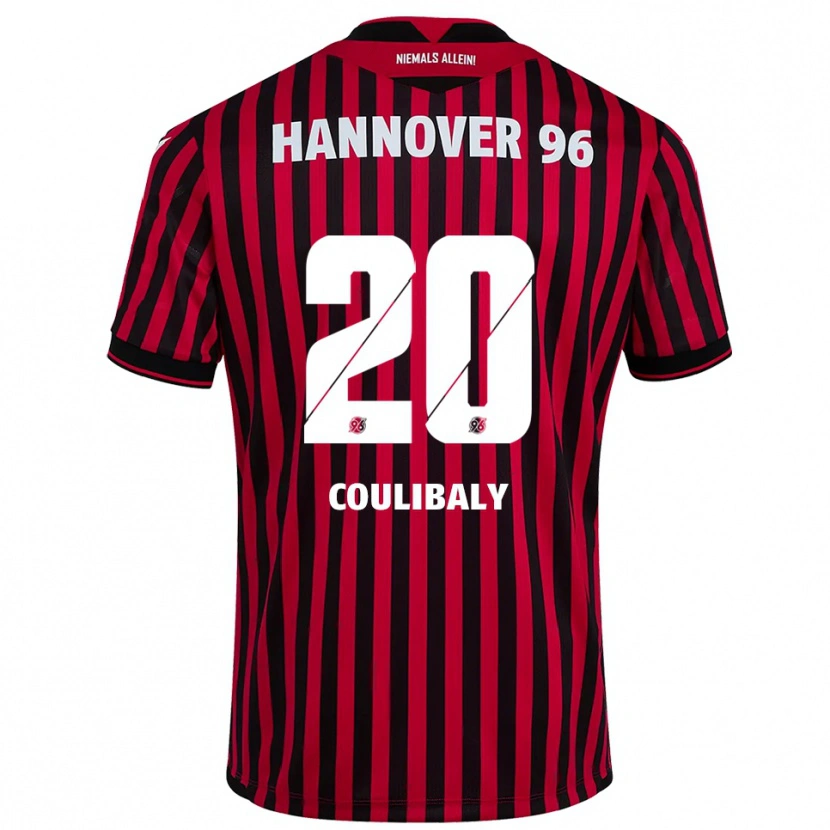 Danxen Mujer Camiseta Adam Coulibaly #20 Rojo Negro 1ª Equipación 2025/26 La Camisa