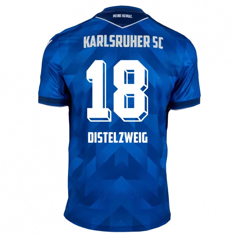 Danxen Mujer Camiseta Jakob Distelzweig #18 Azul Blanco 1ª Equipación 2025/26 La Camisa
