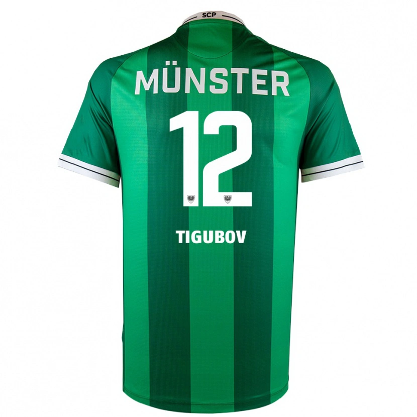 Danxen Mujer Camiseta Adrian Tigubov #12 Verde Blanco 1ª Equipación 2025/26 La Camisa