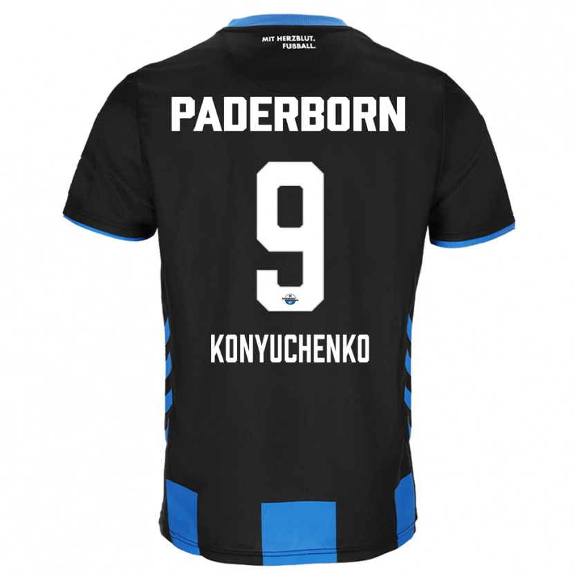 Danxen Mujer Camiseta Yehor Konyuchenko #9 Negro Azul 1ª Equipación 2025/26 La Camisa
