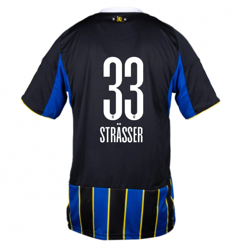 Danxen Mujer Camiseta Jannick Strässer #33 Azul Negro Amarillo 1ª Equipación 2025/26 La Camisa