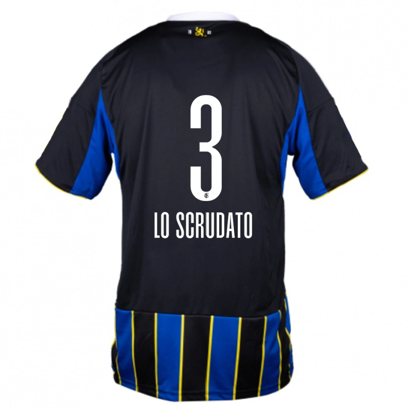 Danxen Mujer Camiseta Gianluca Lo Scrudato #3 Azul Negro Amarillo 1ª Equipación 2025/26 La Camisa