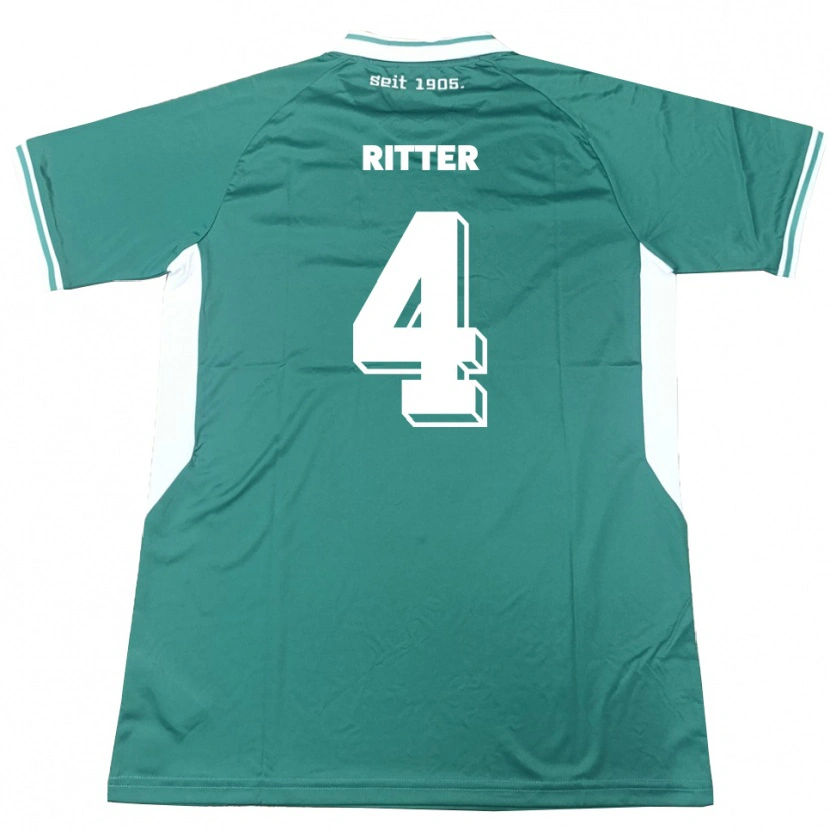 Danxen Mujer Camiseta David Ritter #4 Verde Blanco 1ª Equipación 2025/26 La Camisa
