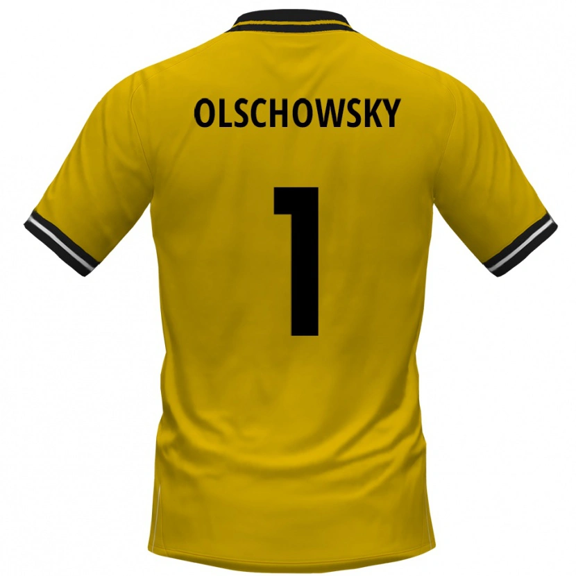 Danxen Mujer Camiseta Jan Olschowsky #1 Amarillo Negro 1ª Equipación 2025/26 La Camisa