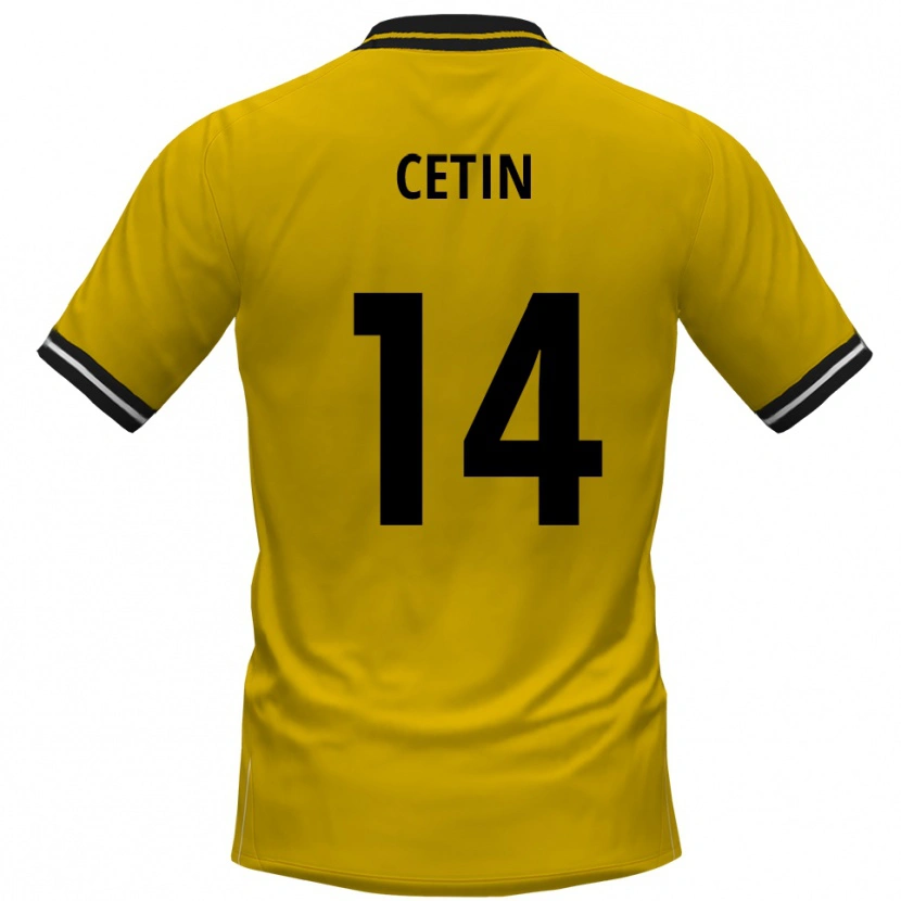 Danxen Mujer Camiseta Mikail Cetin #14 Amarillo Negro 1ª Equipación 2025/26 La Camisa