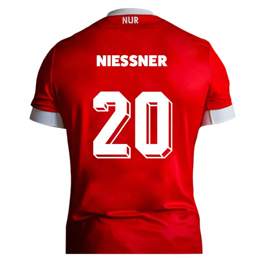 Danxen Mujer Camiseta Lennard Nießner #20 Rojo Blanco 1ª Equipación 2025/26 La Camisa