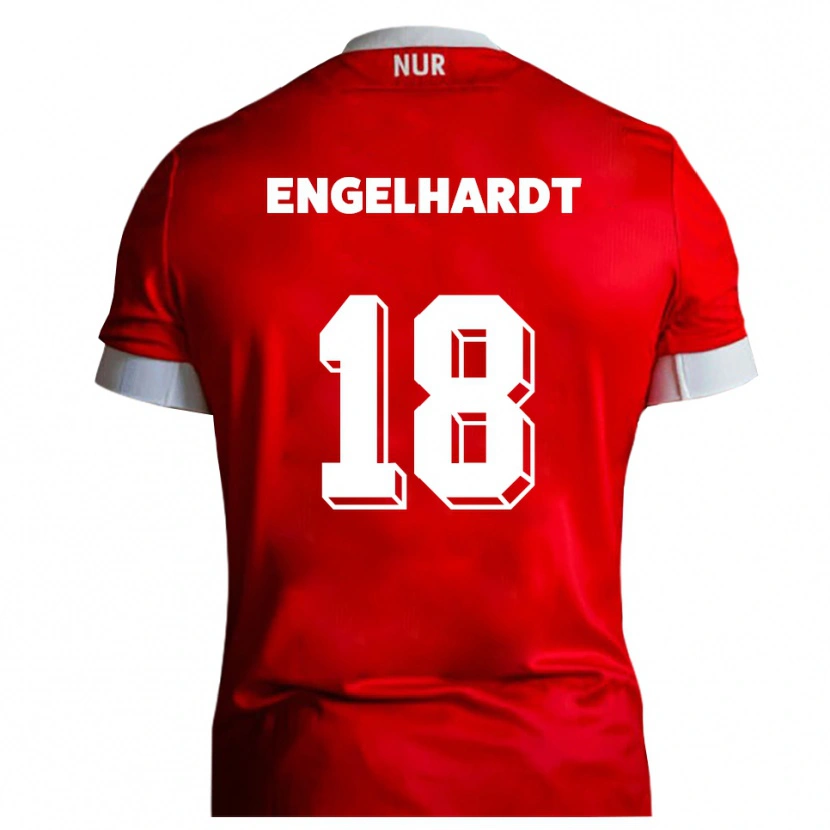 Danxen Mujer Camiseta Erik Engelhardt #18 Rojo Blanco 1ª Equipación 2025/26 La Camisa