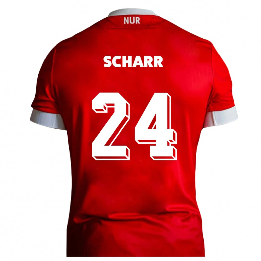 Danxen Mujer Camiseta Janne Scharr #24 Rojo Blanco 1ª Equipación 2025/26 La Camisa