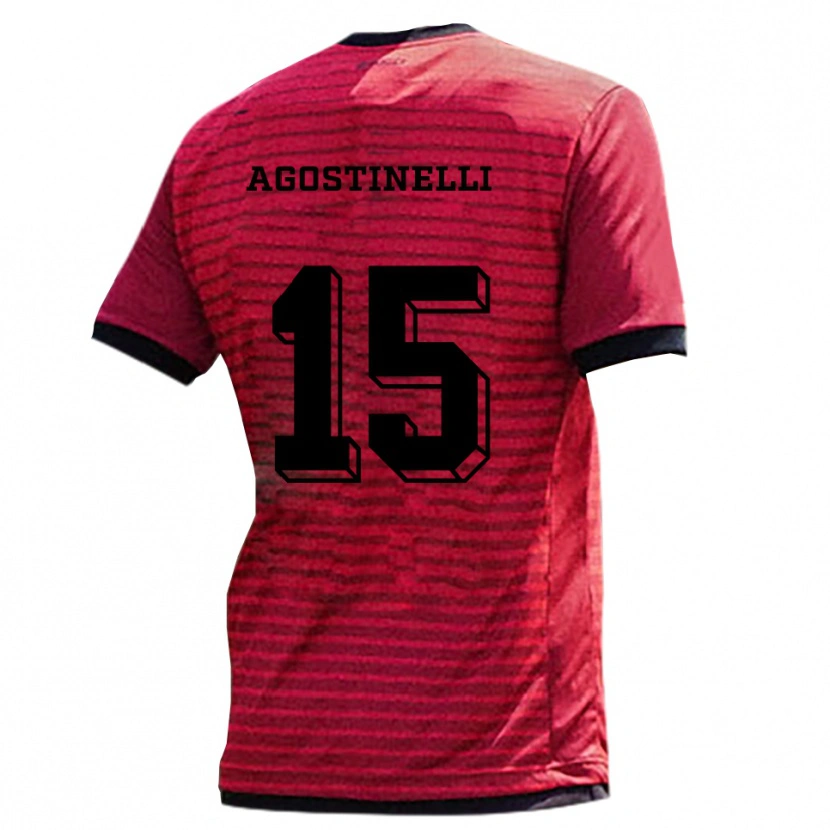 Danxen Mujer Camiseta Massimo Agostinelli #15 Rojo Negro 1ª Equipación 2025/26 La Camisa