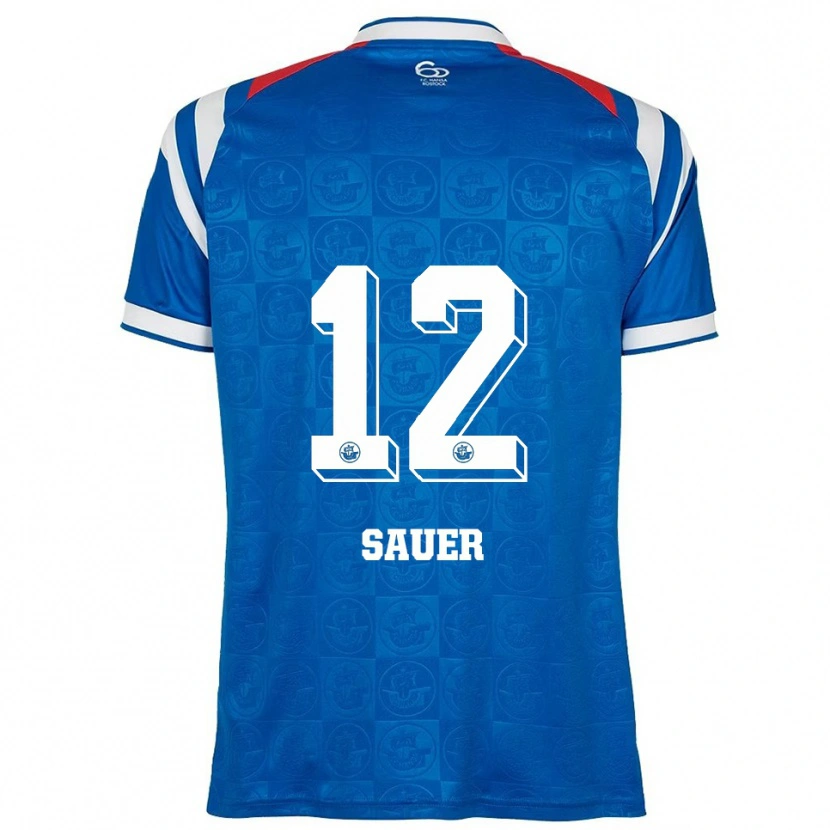 Danxen Mujer Camiseta John-Lukas Sauer #12 Azul Blanco Rojo 1ª Equipación 2025/26 La Camisa