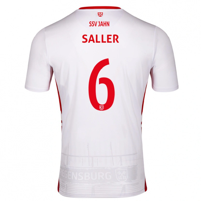 Danxen Mujer Camiseta Benedikt Saller #6 Blanco Rojo 1ª Equipación 2025/26 La Camisa