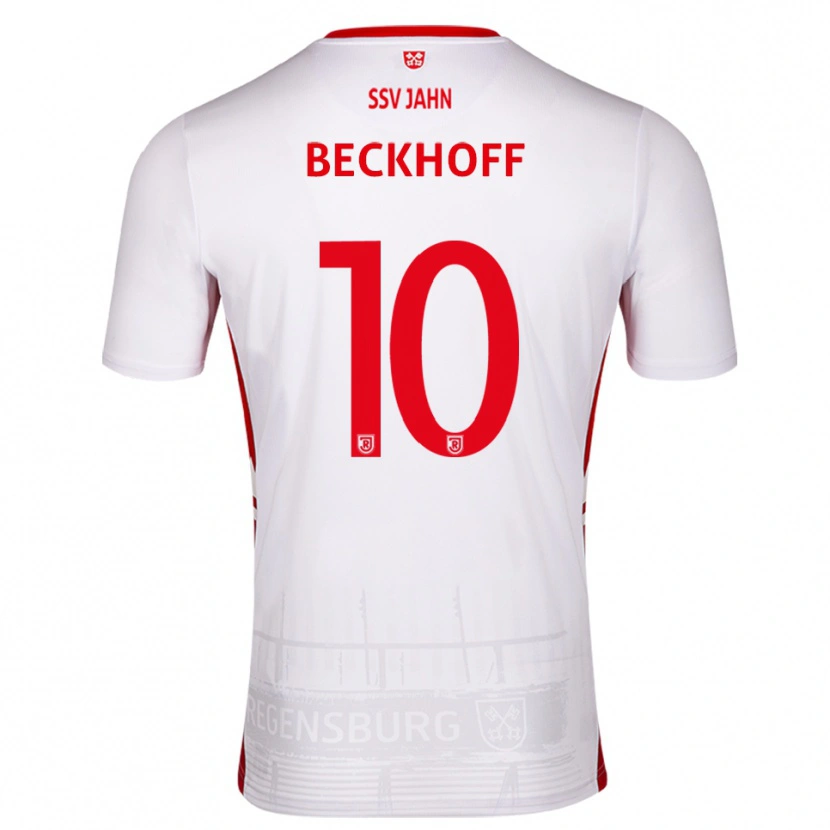 Danxen Mujer Camiseta Phil Beckhoff #10 Blanco Rojo 1ª Equipación 2025/26 La Camisa