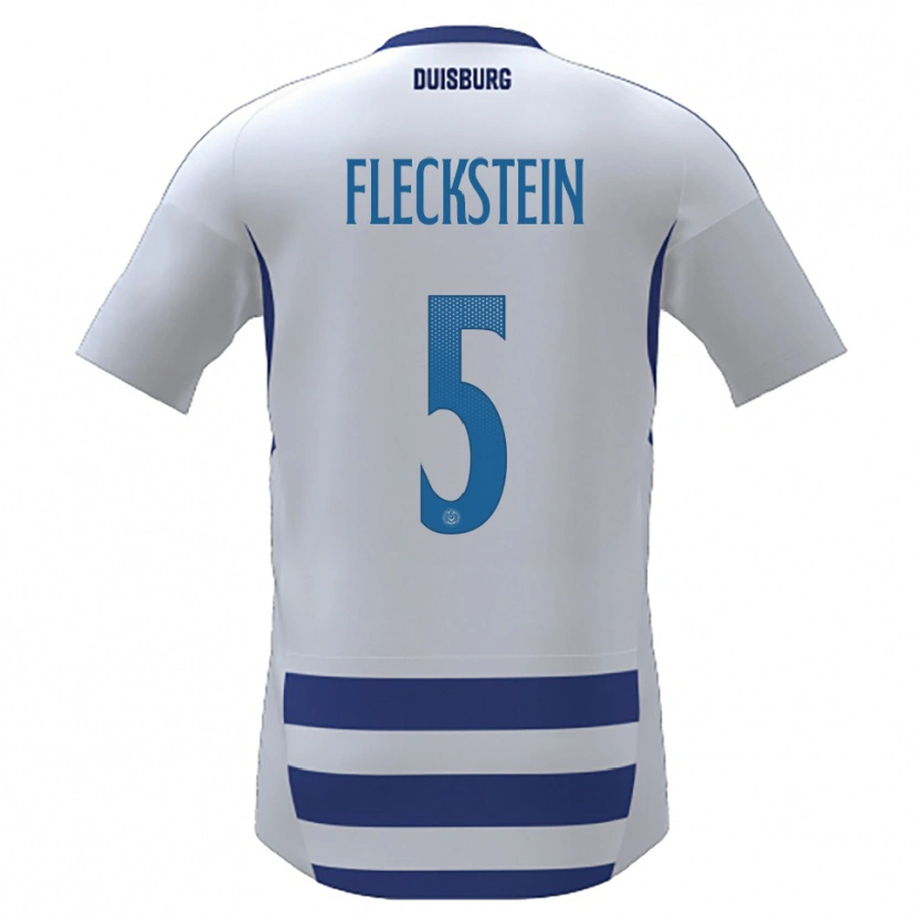 Danxen Mujer Camiseta Tobias Fleckstein #5 Blanco Azul 1ª Equipación 2025/26 La Camisa