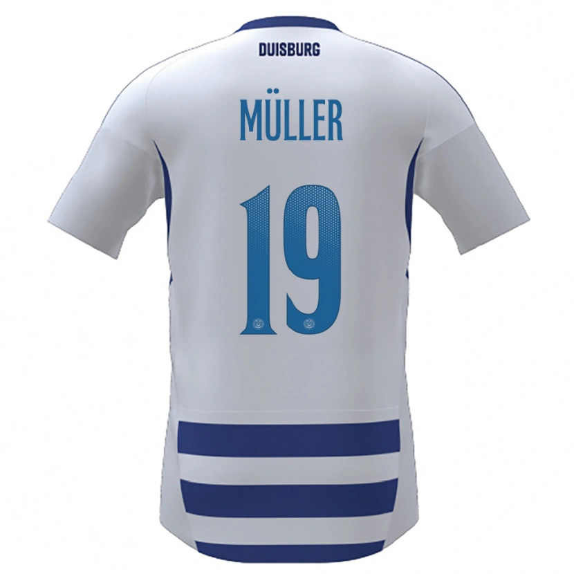 Danxen Mujer Camiseta Leon Müller #19 Blanco Azul 1ª Equipación 2025/26 La Camisa