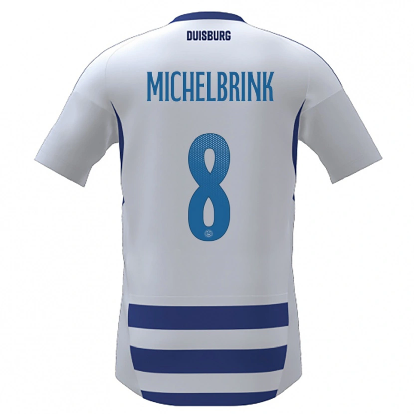 Danxen Mujer Camiseta Jonas Michelbrink #8 Blanco Azul 1ª Equipación 2025/26 La Camisa