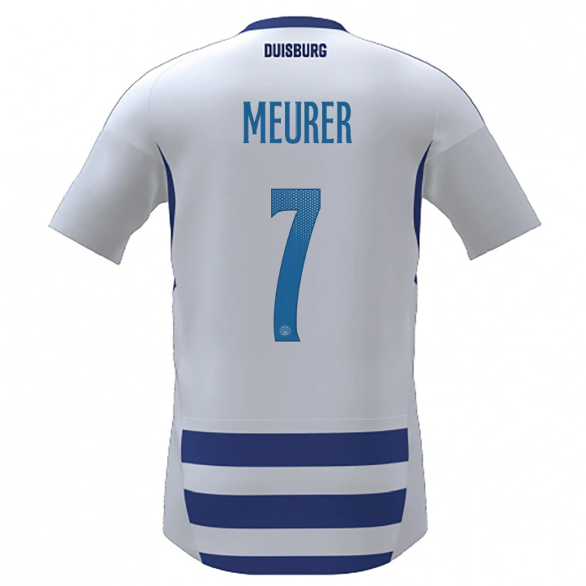 Danxen Mujer Camiseta Fynn Meurer #7 Blanco Azul 1ª Equipación 2025/26 La Camisa
