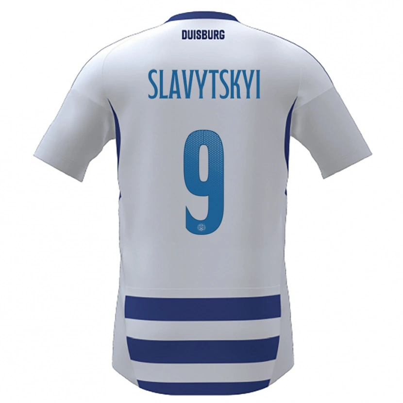 Danxen Mujer Camiseta Nikita Slavytskyi #9 Blanco Azul 1ª Equipación 2025/26 La Camisa