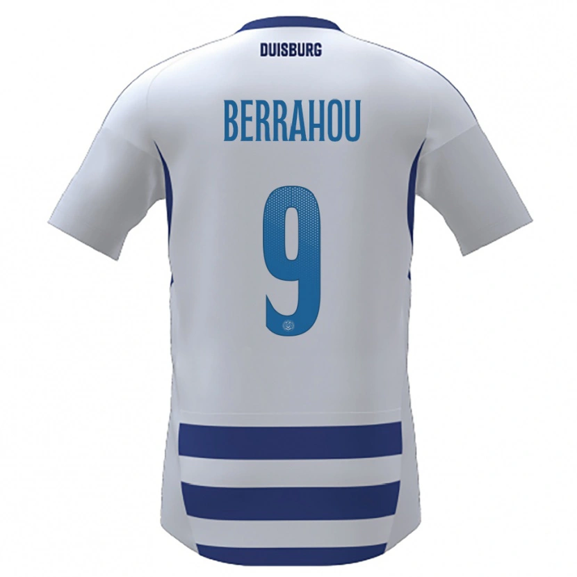 Danxen Mujer Camiseta Mohammed Berrahou #9 Blanco Azul 1ª Equipación 2025/26 La Camisa