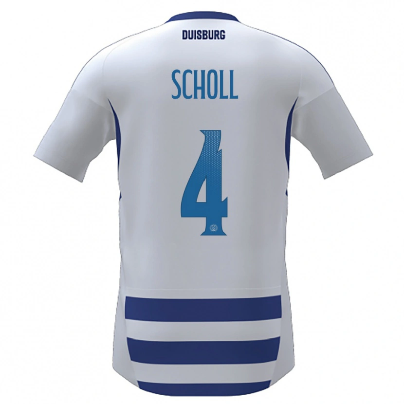 Danxen Mujer Camiseta Yannik Scholl #4 Blanco Azul 1ª Equipación 2025/26 La Camisa
