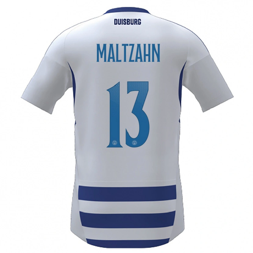 Danxen Mujer Camiseta Jonah Maltzahn #13 Blanco Azul 1ª Equipación 2025/26 La Camisa
