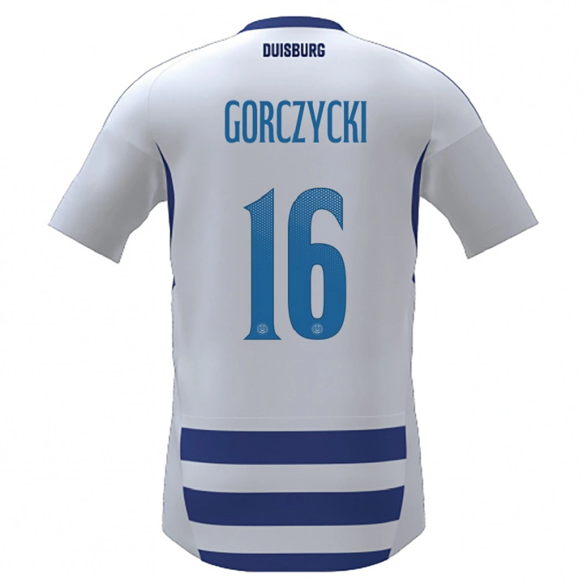 Danxen Mujer Camiseta Adrian Gorczycki #16 Blanco Azul 1ª Equipación 2025/26 La Camisa