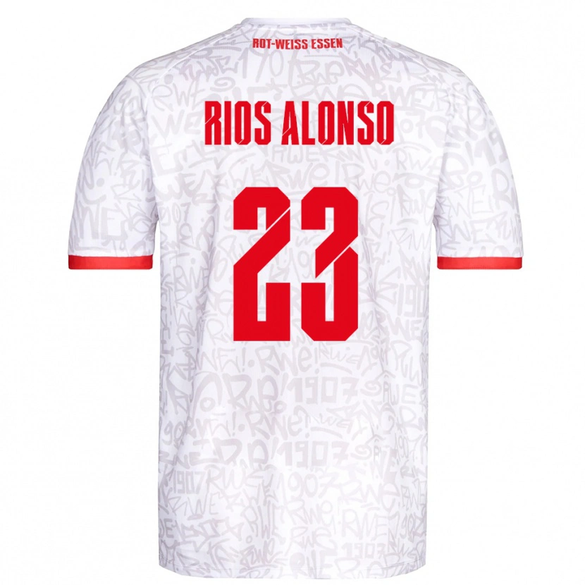 Danxen Mujer Camiseta José Enrique Ríos Alonso #23 Blanco Rojo 1ª Equipación 2025/26 La Camisa