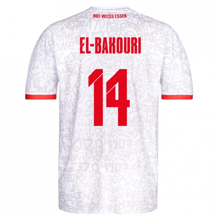 Danxen Mujer Camiseta Ibrahim El-Bakouri #14 Blanco Rojo 1ª Equipación 2025/26 La Camisa