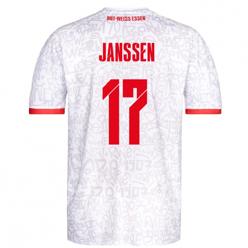 Danxen Mujer Camiseta Lenn Janssen #17 Blanco Rojo 1ª Equipación 2025/26 La Camisa