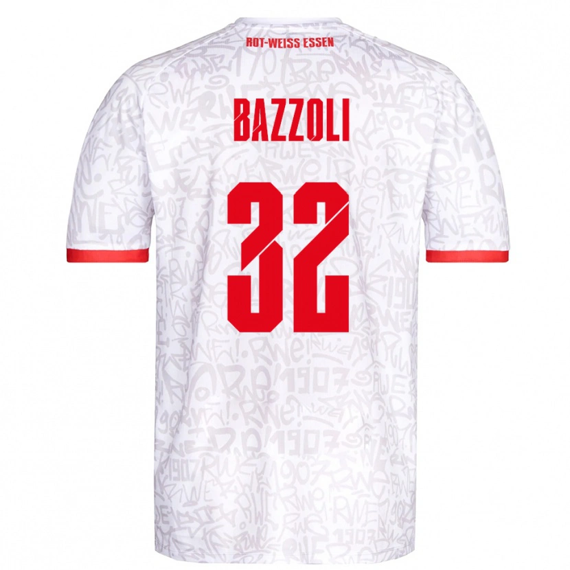 Danxen Mujer Camiseta Luca Bazzoli #32 Blanco Rojo 1ª Equipación 2025/26 La Camisa