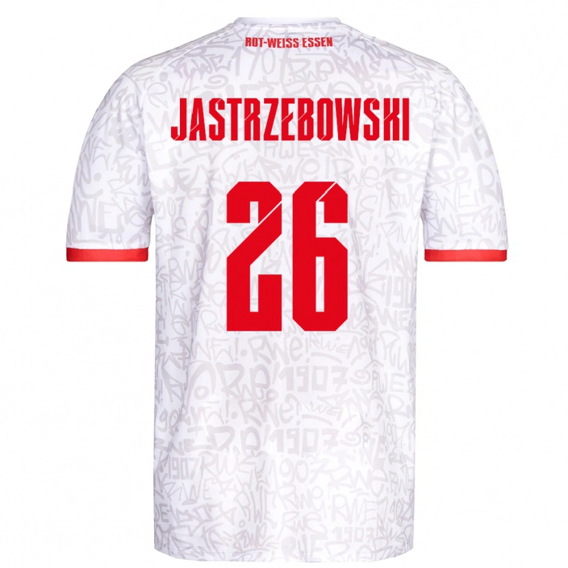Danxen Mujer Camiseta Oliver Jastrzebowski #26 Blanco Rojo 1ª Equipación 2025/26 La Camisa