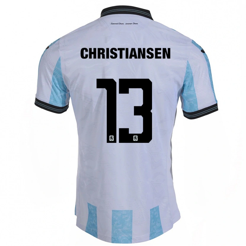 Danxen Mujer Camiseta Max Christiansen #13 Blanco Azul Cielo 1ª Equipación 2025/26 La Camisa