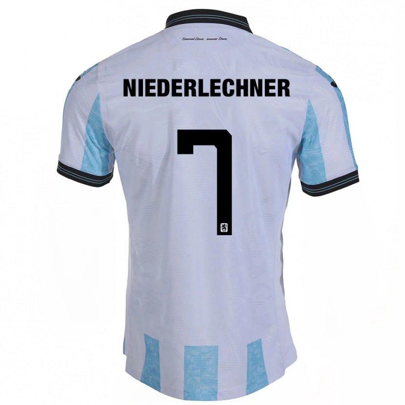 Danxen Mujer Camiseta Florian Niederlechner #7 Blanco Azul Cielo 1ª Equipación 2025/26 La Camisa