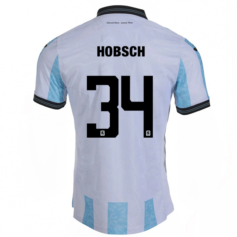 Danxen Mujer Camiseta Patrick Hobsch #34 Blanco Azul Cielo 1ª Equipación 2025/26 La Camisa