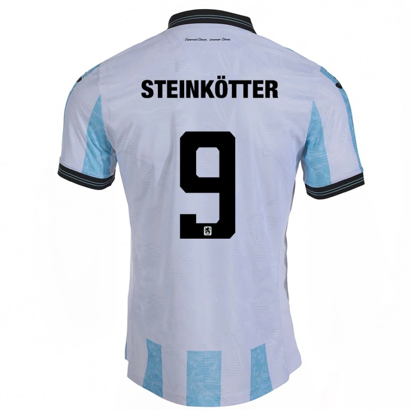 Danxen Mujer Camiseta Justin Steinkötter #9 Blanco Azul Cielo 1ª Equipación 2025/26 La Camisa