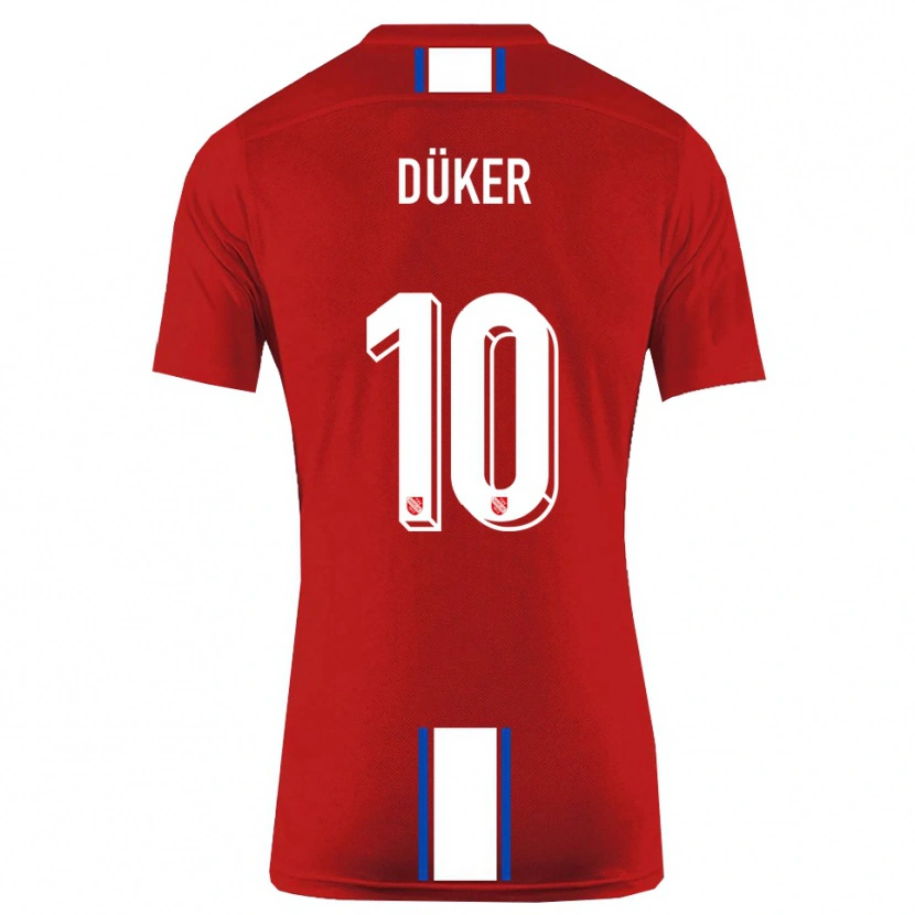 Danxen Mujer Camiseta Julius Düker #10 Rojo Blanco 1ª Equipación 2025/26 La Camisa