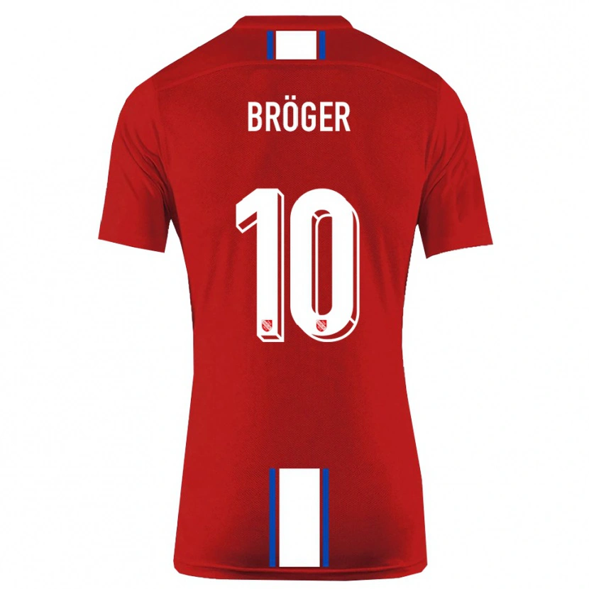 Danxen Mujer Camiseta Linus Bröger #10 Rojo Blanco 1ª Equipación 2025/26 La Camisa
