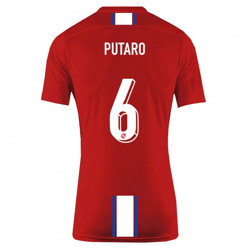 Danxen Mujer Camiseta Luca Putaro #6 Rojo Blanco 1ª Equipación 2025/26 La Camisa