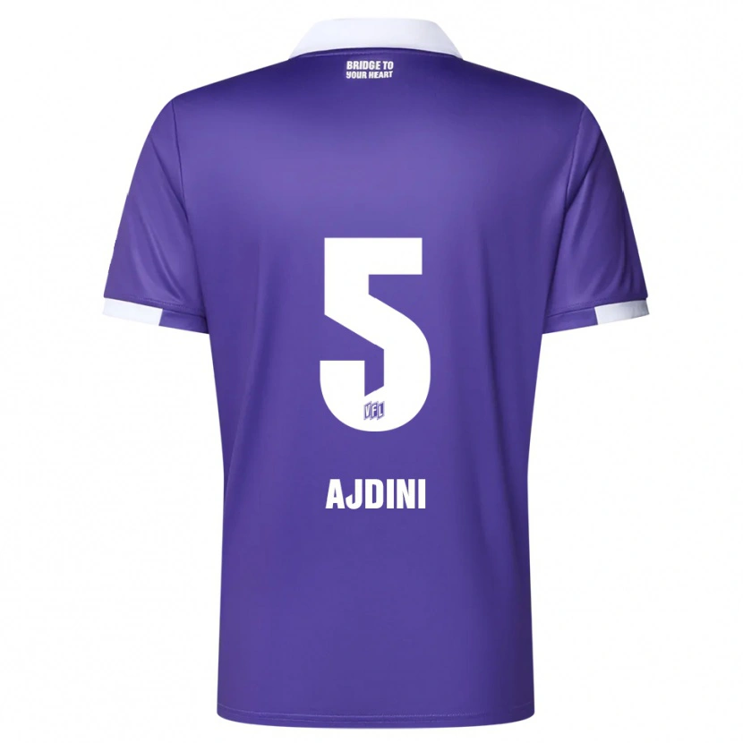 Danxen Mujer Camiseta Bashkim Ajdini #5 Púrpura Blanco 1ª Equipación 2025/26 La Camisa