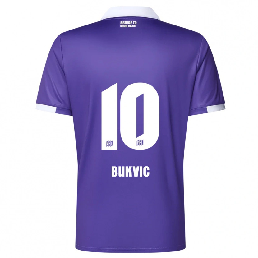 Danxen Mujer Camiseta Adem Bukvic #10 Púrpura Blanco 1ª Equipación 2025/26 La Camisa