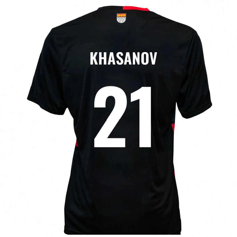 Danxen Mujer Camiseta Denys Khasanov #21 Negro Rojo 1ª Equipación 2025/26 La Camisa