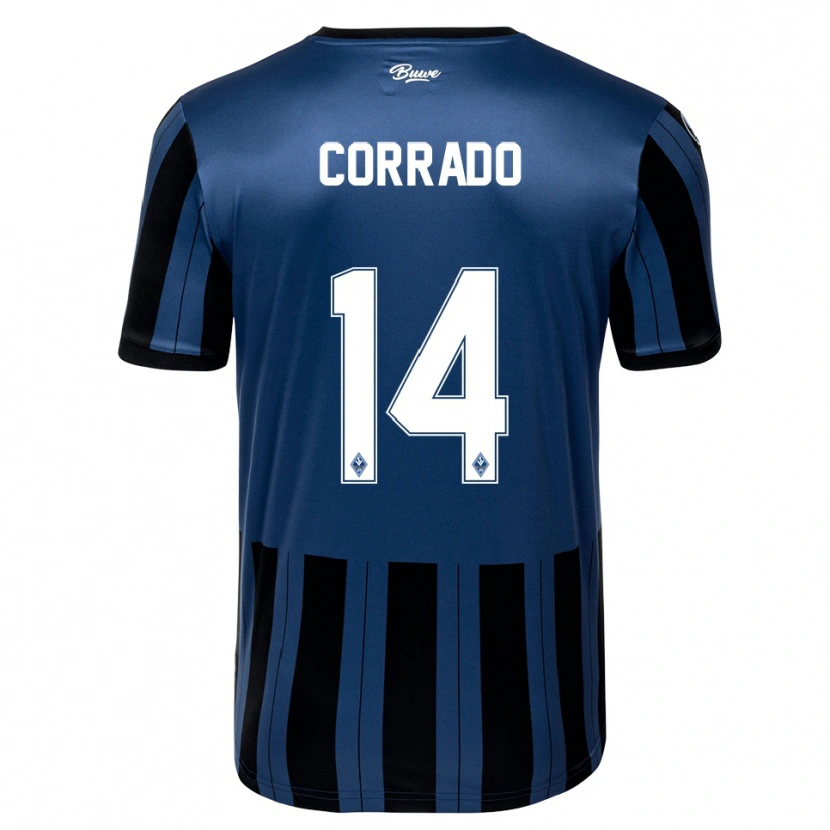 Danxen Mujer Camiseta Tiziano Corrado #14 Azul Gris Negro 1ª Equipación 2025/26 La Camisa