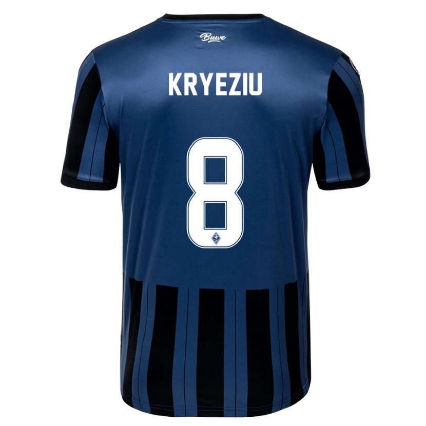 Danxen Mujer Camiseta Denis Kryeziu #8 Azul Gris Negro 1ª Equipación 2025/26 La Camisa