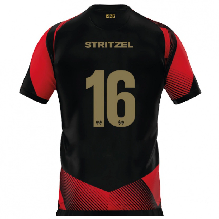 Danxen Mujer Camiseta Florian Stritzel #16 Negro Rojo 1ª Equipación 2025/26 La Camisa
