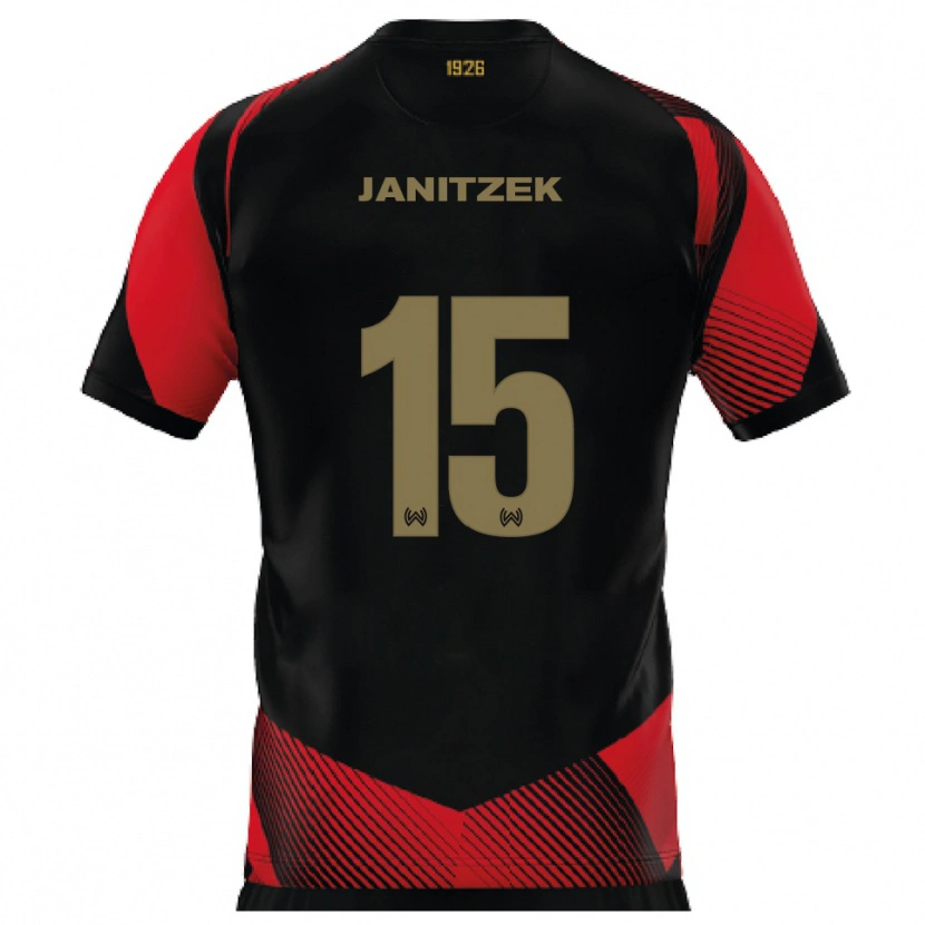 Danxen Mujer Camiseta Justin Janitzek #15 Negro Rojo 1ª Equipación 2025/26 La Camisa
